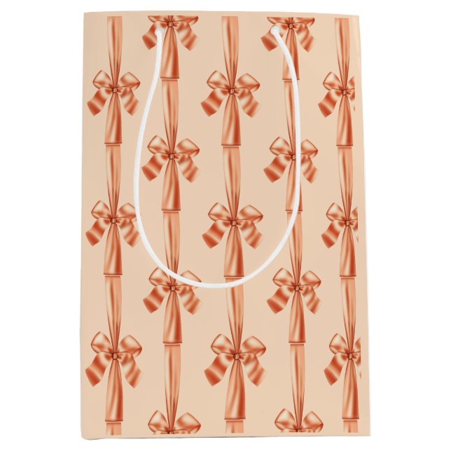 Bolsa De Regalo Mediana Lazo de cinta de satén falso de melocotón elegante (Anverso)