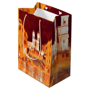 Bolsa De Regalo Mediana ldp PIAZZA DI SPAGNA por la noche Roma