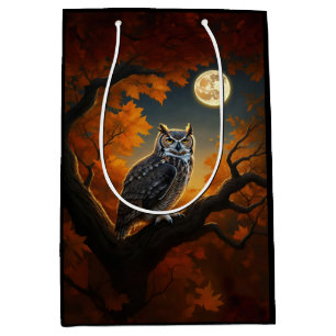 Bolsa De Regalo Mediana Lechuza Cuerno en otoño