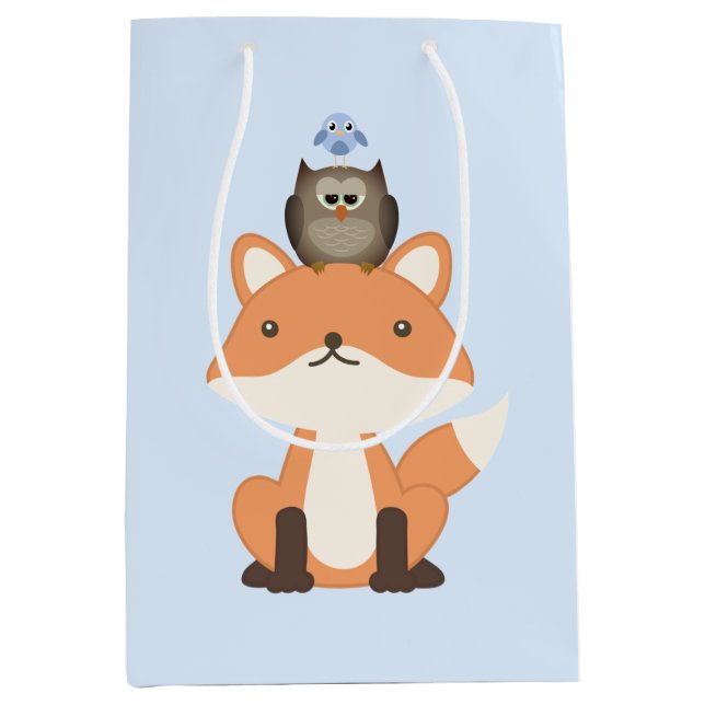 Bolsa De Regalo Mediana Lechuza Fox y Azul pájaro (Anverso)