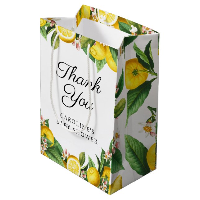 Bolsa De Regalo Mediana Lemon Citrus Summer Baby Shower (Angulo reverso)