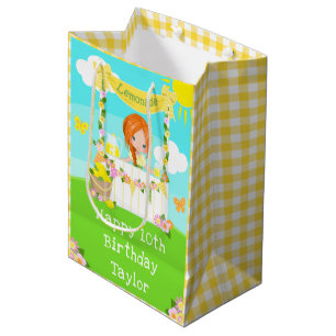Bolsa De Regalo Mediana Lemonade Red Hair Chica Feliz cumpleaños