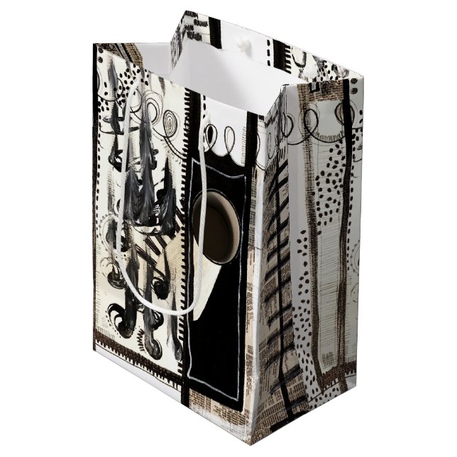 Bolsa De Regalo Mediana Lenguaje urbano negro y blanco (Angulo Anverso)