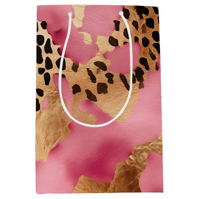 Bolsa De Regalo Mediana Leopardo de oro rosa (Anverso)