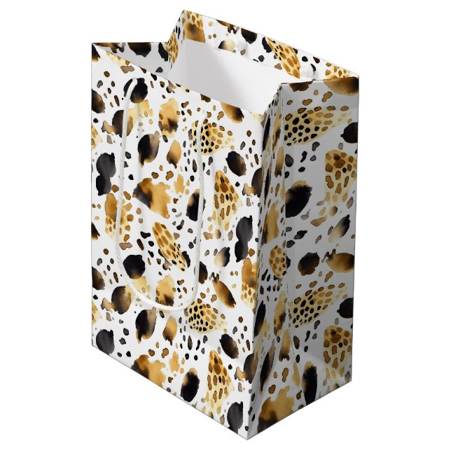 Bolsa De Regalo Mediana Leopardo negro amarillo dorado (Angulo Anverso)