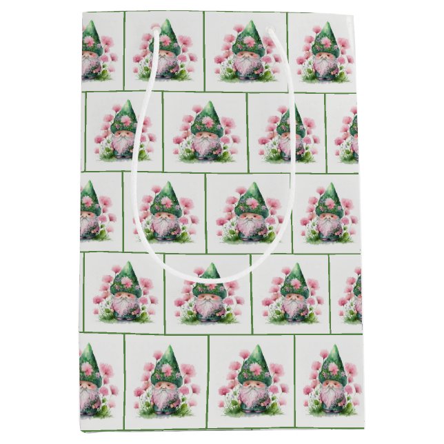 Bolsa De Regalo Mediana Leprechaun Irlandés En Jardín (Anverso)