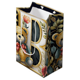 Bolsa De Regalo Mediana Letra FLoral Teddy Bear B