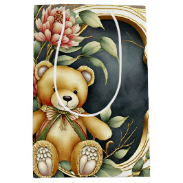 Bolsa De Regalo Mediana Letra FLoral Teddy Bear C