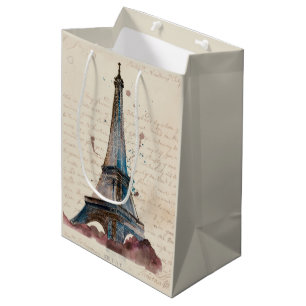 Bolsa De Regalo Mediana Letras de los destinos el de la torre Eiffel