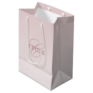 Bolsa De Regalo Mediana Letras Elegantes y Monograma   Rose Ombre
