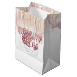 Bolsa De Regalo Mediana Letras florales personalizadas de Baby Shower con 