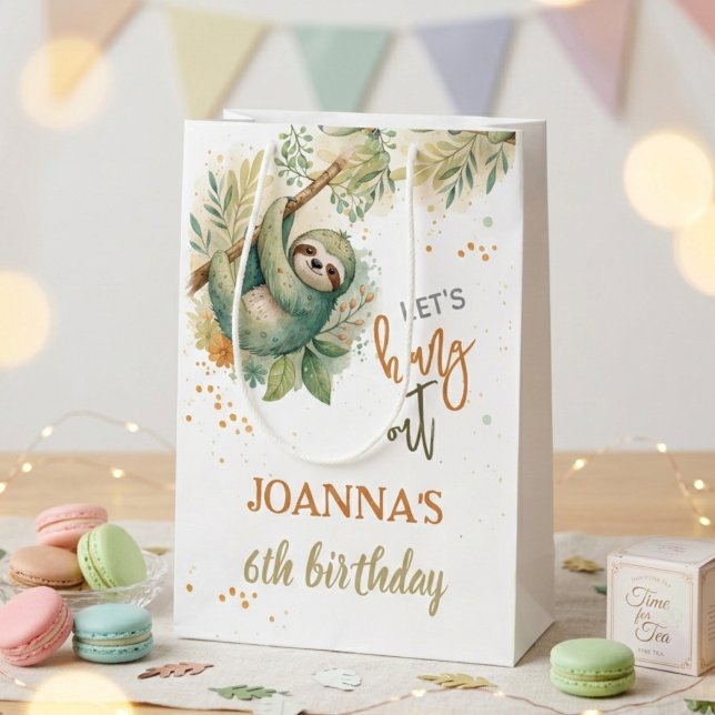 Bolsa De Regalo Mediana Let's hang out sloth kids birthday (Subido por el creador)