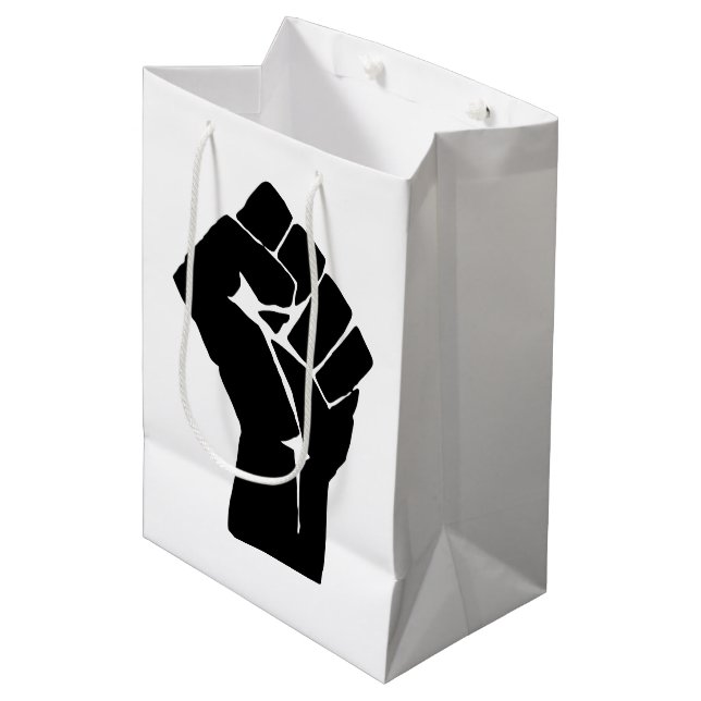 Bolsa De Regalo Mediana Levantan puño negro - Protesta de resistencia (Angulo Anverso)
