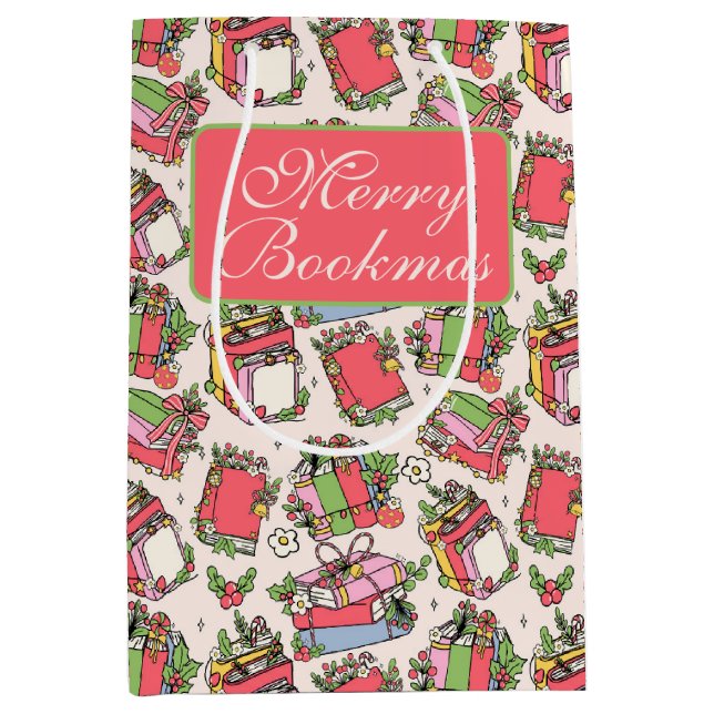 Bolsa De Regalo Mediana Libros navideños festivos (Anverso)