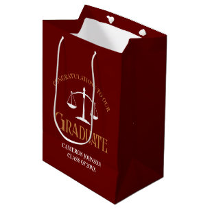 Bolsa De Regalo Mediana Licenciatura en Derecho Marooon Gold Lawyer
