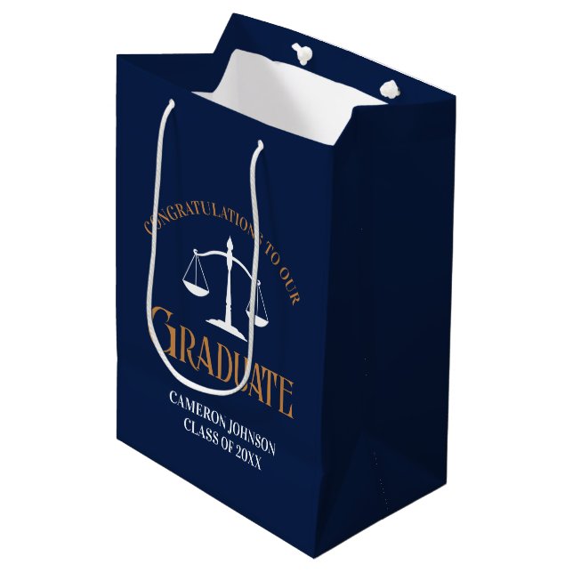 Bolsa De Regalo Mediana Licenciatura en Derecho Navy Blue Gold (Angulo Anverso)