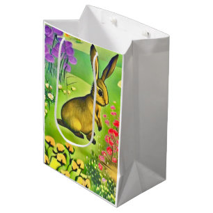 Bolsa De Regalo Mediana Liebre pequeña en flores