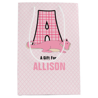 Bolsa De Regalo Mediana Ligador rosa para la letra a Chica Personalizado
