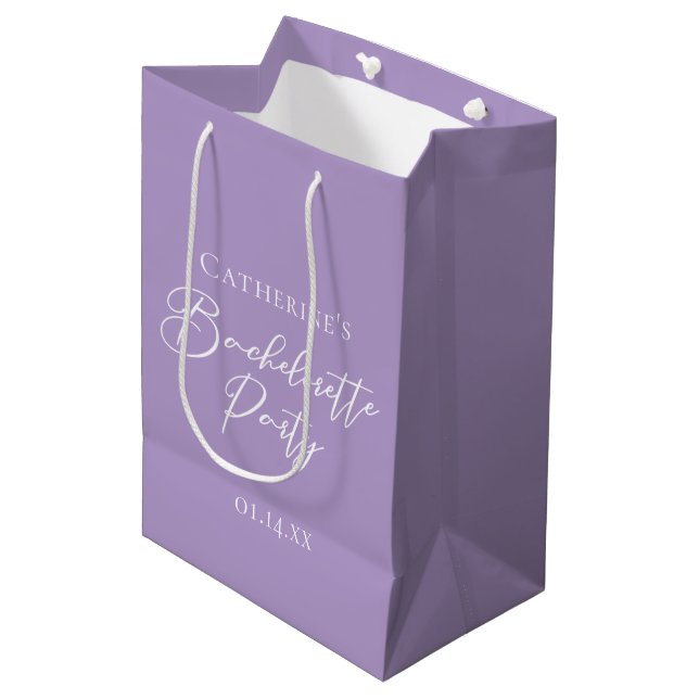 Bolsa De Regalo Mediana Lilac Purple Bachelorette Party Personalized (Angulo Anverso)