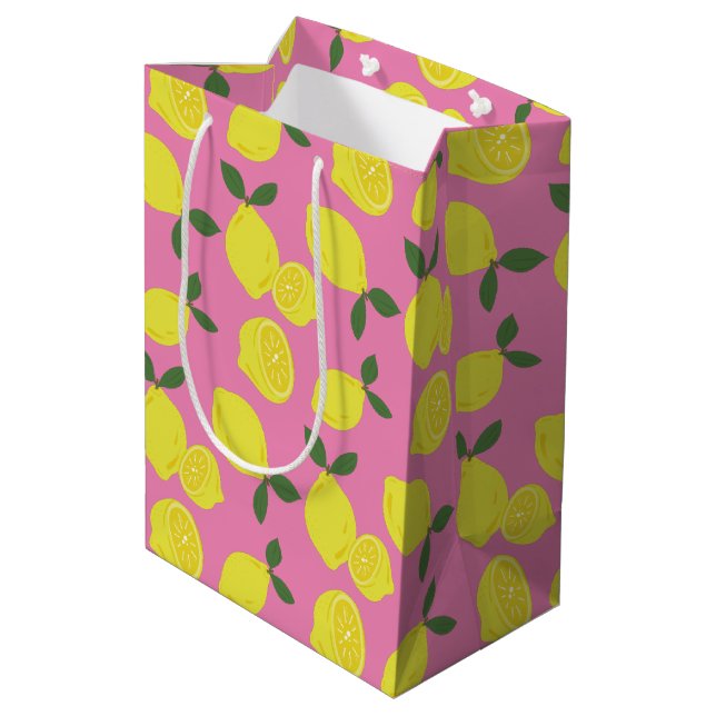 Bolsa De Regalo Mediana Limón rosa y amarillo (Angulo reverso)