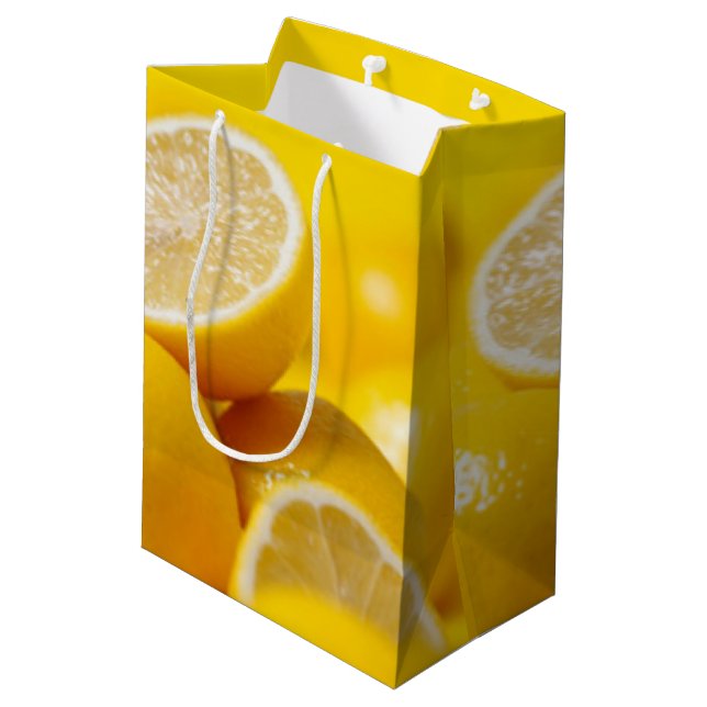 Bolsa De Regalo Mediana Limones amarillos (Angulo reverso)