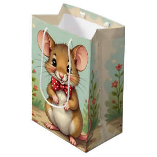 Bolsa De Regalo Mediana Lindo adorable ratón con corbata