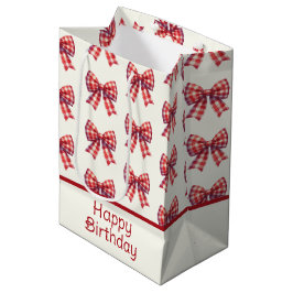 Bolsa De Regalo Mediana Lindo lazo de gingham rojo y crema