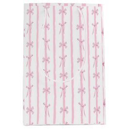 Bolsa De Regalo Mediana Lindo lazo de rayas rosadas