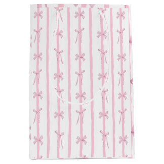 Bolsa De Regalo Mediana Lindo lazo de rayas rosadas