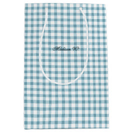 Bolsa De Regalo Mediana Lindo patrón de gingham azul polvoriento