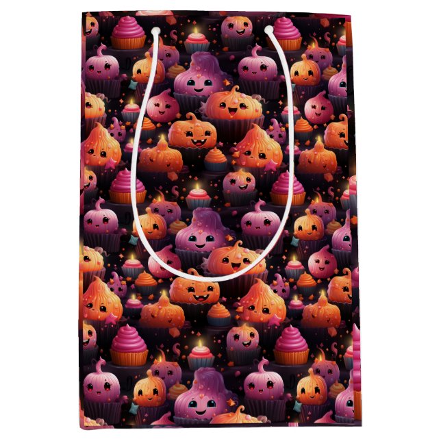 Bolsa De Regalo Mediana lindo patrón de quequitos de calabaza para niños h (Anverso)