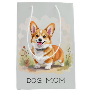 Bolsa De Regalo Mediana Lindo perro Corgi Galés de Pembroke rojo