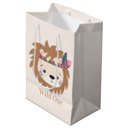 Bolsa De Regalo Mediana lindo salvaje un león añadir texto Medium Gift Bag