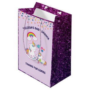 Bolsa De Regalo Mediana Lindos unionornos blancos mágicos mamá y bebé grac