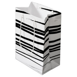Bolsa De Regalo Mediana Líneas modernas en blanco y negro Resumen del arte