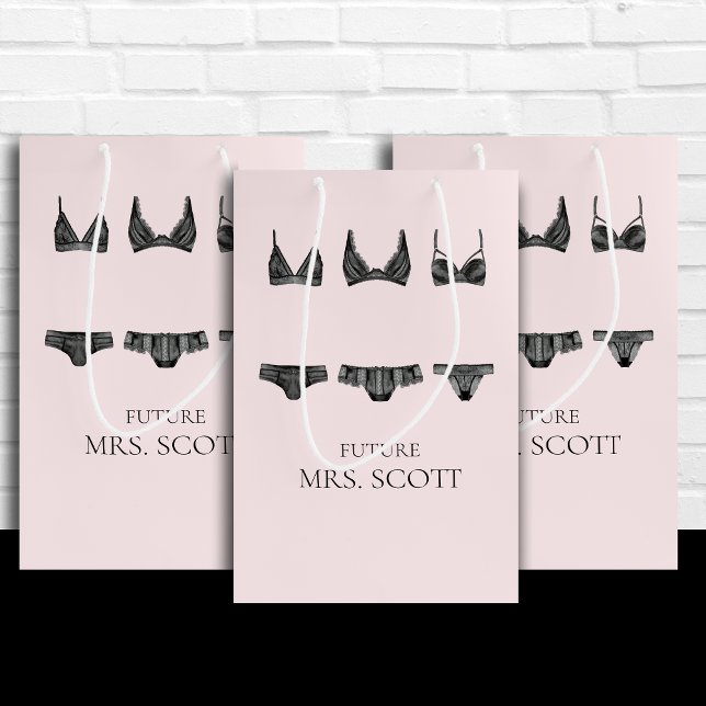 Bolsa De Regalo Mediana Lingerie Pink and Black Bridal Shower (Subido por el creador)