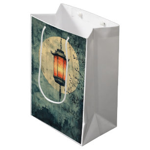 Bolsa De Regalo Mediana Linterna iluminada por la luna Sumi-E Acuarela (1)