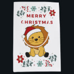 Bolsa De Regalo Mediana Lion Christmas Snow Winter Animals Lions<br><div class="desc">The lion for Christmas greeting card. Funny animals with gifts and snow for the holidays. Also funny for christmas in July. Lions are cute animals and perfect for Christmas.</div>