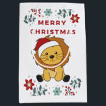 Bolsa De Regalo Mediana Lion Christmas Snow Winter Animals Lions<br><div class="desc">The lion for Christmas greeting card. Funny animals with gifts and snow for the holidays. Also funny for christmas in July. Lions are cute animals and perfect for Christmas.</div>