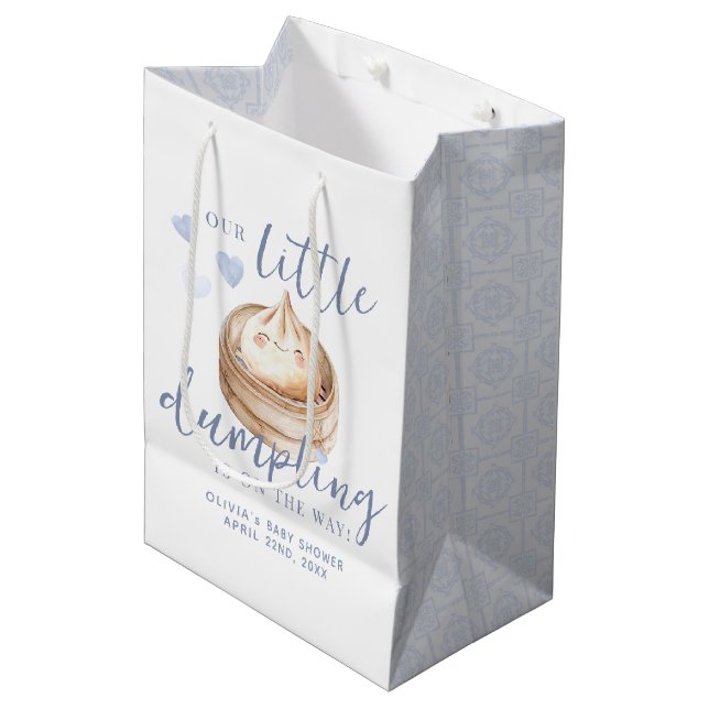 Bolsa De Regalo Mediana Little Dumpling Blue Boy Baby Shower (Angulo Anverso)