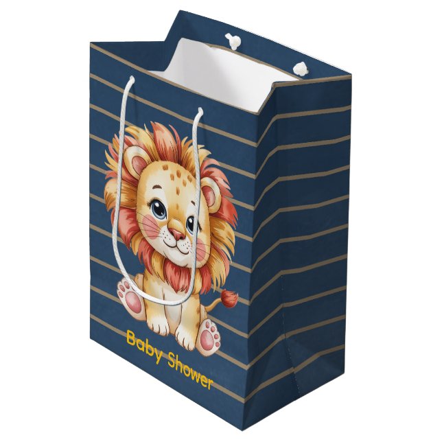 Bolsa De Regalo Mediana Little Lion Boy Baby Shower (Angulo Anverso)