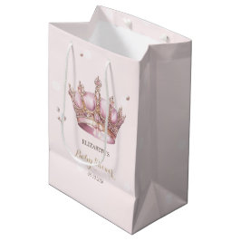 Bolsa De Regalo Mediana Little Princess Crown Pearls Dots Baby Shower