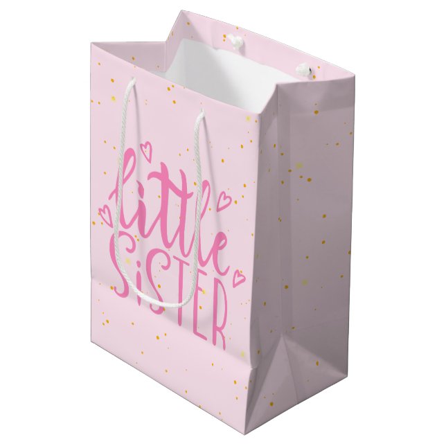Bolsa De Regalo Mediana Little Sister Typography Modren Textos (Angulo Anverso)