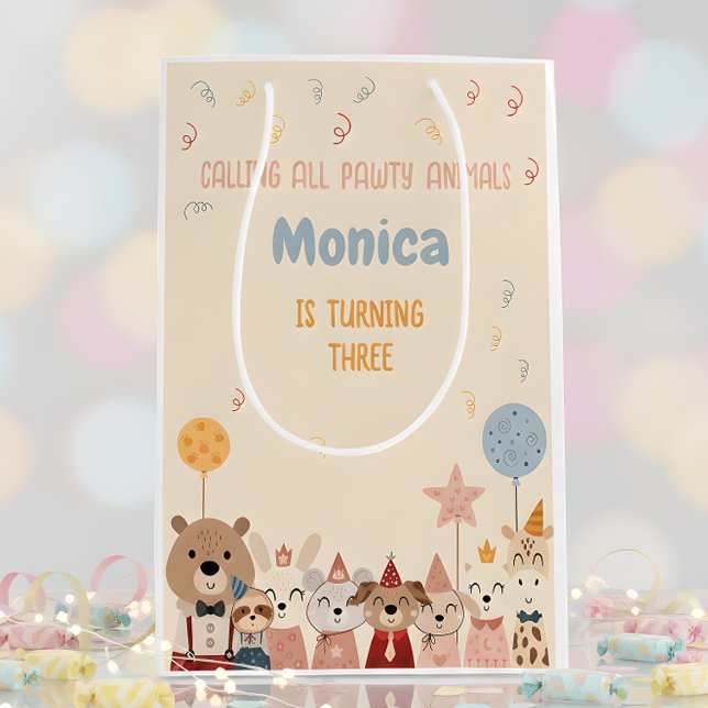 Bolsa De Regalo Mediana Llamando a la fiesta de cumpleaños de todos los an (Subido por el creador)