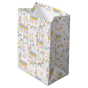 Bolsa De Regalo Mediana Llamas de Pastel Cute y Baby Shower de arbustos