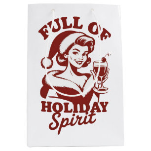 Bolsa De Regalo Mediana Lleno De Espíritu Navideño Vino Snarky Navidad Xma
