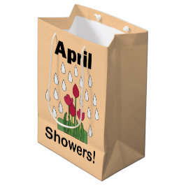 Bolsa De Regalo Mediana Lluvia de Abril Flor Floral de Margarita Rosa