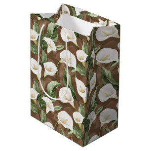Bolsa De Regalo Mediana Lluvia de Novia Floral de Lirio de Calla Blanco Ma