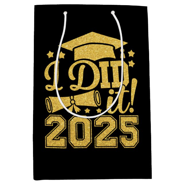 Bolsa De Regalo Mediana Lo Hice En 2025 Graduación Graduada De 2025 (Anverso)