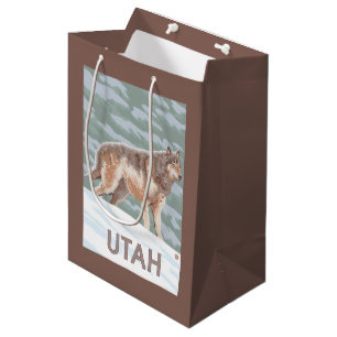 Bolsa De Regalo Mediana Lobo gris StandingUtah